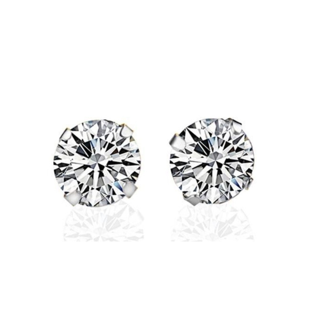 Italo Jewelry Round Cut Stud Earrings Silver Earrings 34$